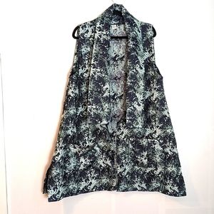 M Square Printed Metallic Tunic Vest Lagenlook Art to Wear